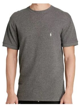 POLO Ralph Lauren Waffle Knit Short Sleeve Crew Neck Tee/Shirt, Charcoal Heather